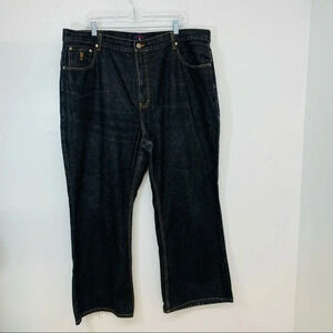 Vintage US Polo Jeans Woman Plus‎ 24  Black High Rise Boot Leg Logo 100% Cotton